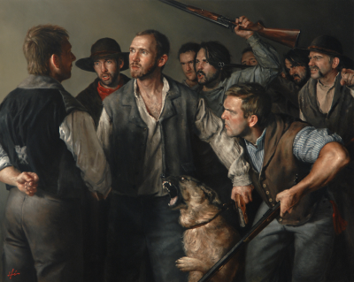 "Joseph Smith Faces the Mob", 2006
oil on canvas, 48"x 60"
