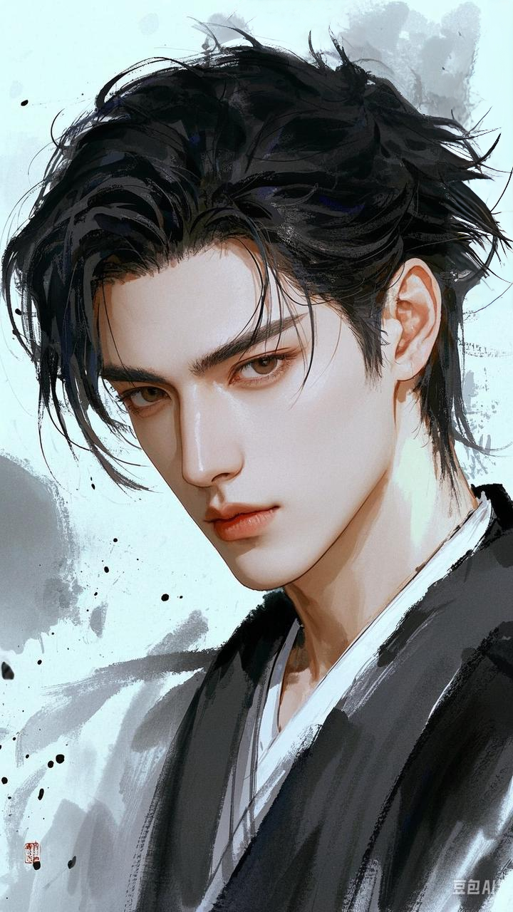 黑发金瞳男插画