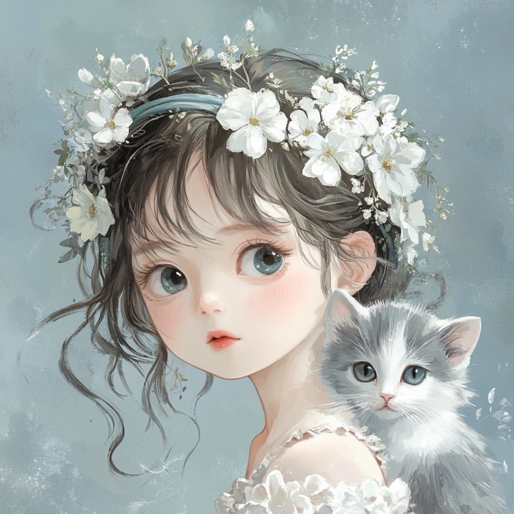 头像猫咪与女孩的温馨时刻