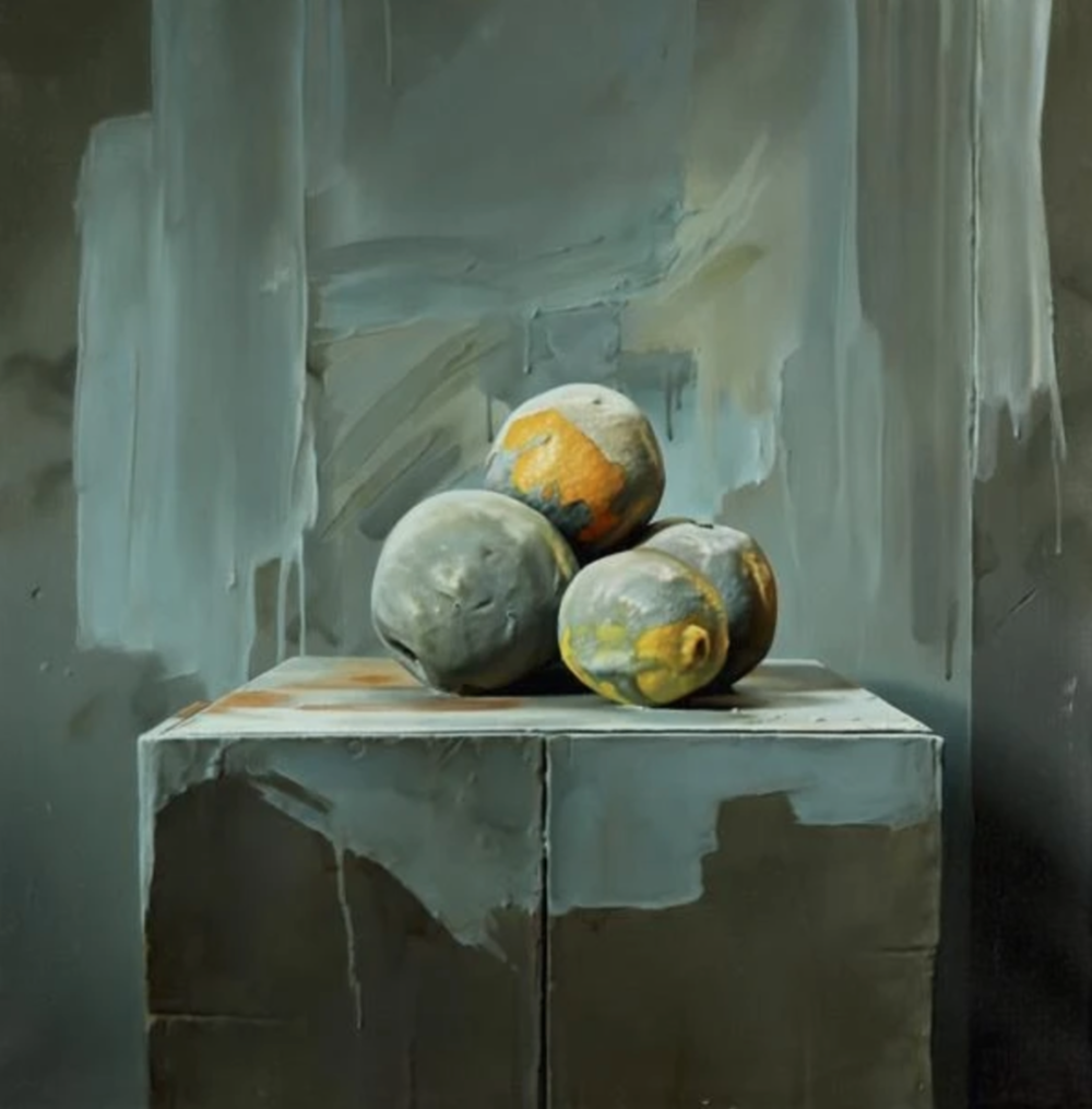 Fruits en peinture, Hiroshima, 1989
oil on canvas
60 x60 cm
