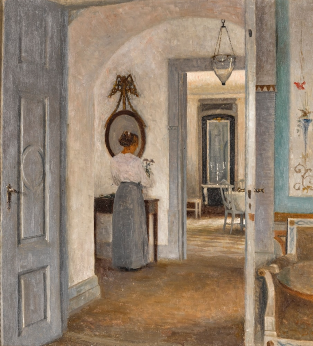 Interior with a woman before a mirror, Liselund Denmark
1916
Oil on canvas
