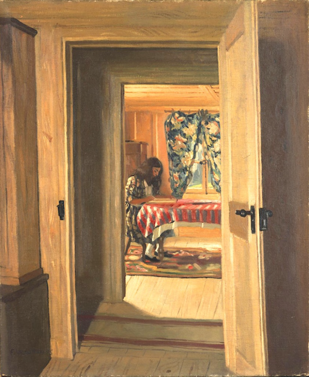 Interior with a Young Girl Writing
c. 1905
