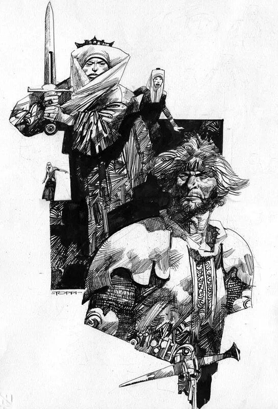 意大利漫画家 Sergio Toppi ( 1932—2012)的黑白漫画
