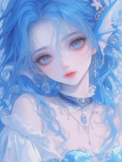 唯美蓝色女头像