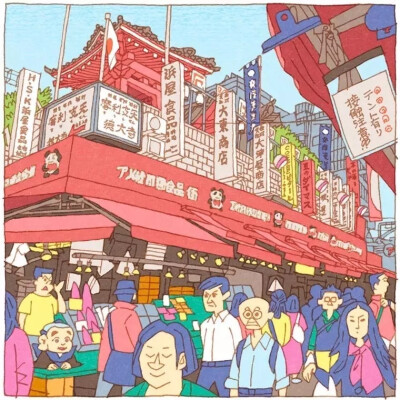 ​​​​日本插画师 Shinji Tsuchimochi 一组充满生活气息的街景插画
