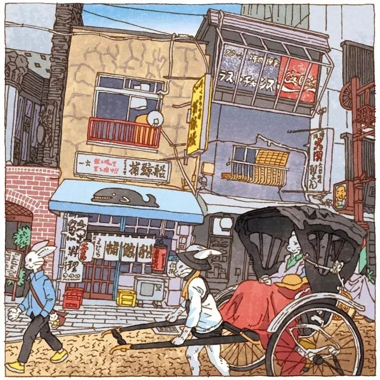 ​​​​日本插画师 Shinji Tsuchimochi 一组充满生活气息的街景插画
