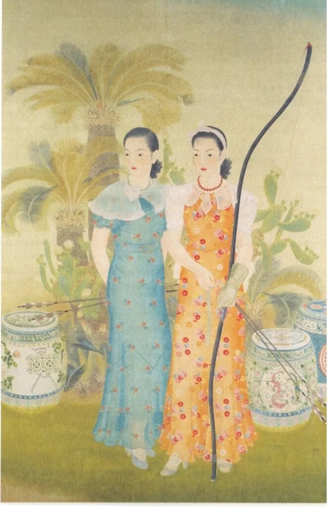 榎本千花俊
《庭园》（庭）
1934年，绢本彩色，253cmx164cm
私人收藏
