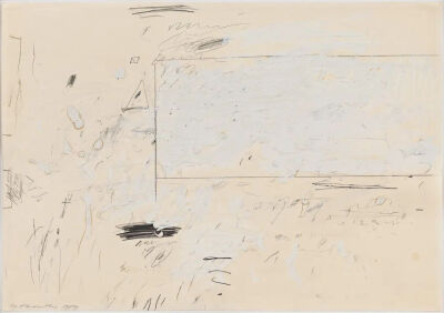 Sperlonga drawing,1959,Oil-based house paint,pencil,
and wax crayon on paper,69.9x100cm
