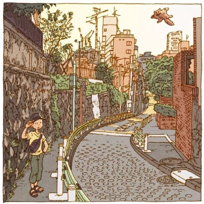 ​​​​日本插画师 Shinji Tsuchimochi 一组充满生活气息的街景插画
