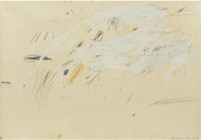 Untitled,1959,Oil based house paint,pencil and wax crayon on paper mounted on canvas,69.9x100cm