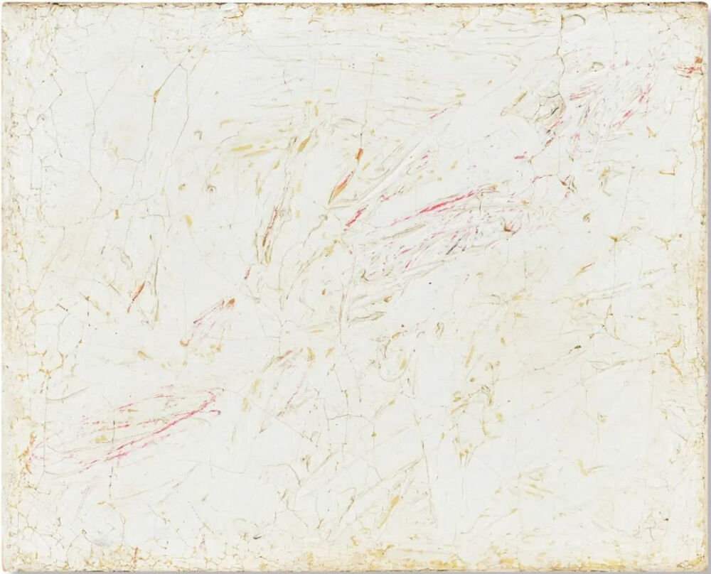 Untitled,1957,Oil based house paint,colored pencil and graphite on canvas,24.4x30.2cm