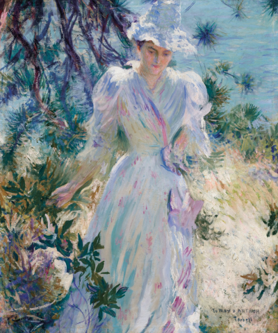 Edmund Charles Tarbell：我的妻子埃米琳在花园里，1895年