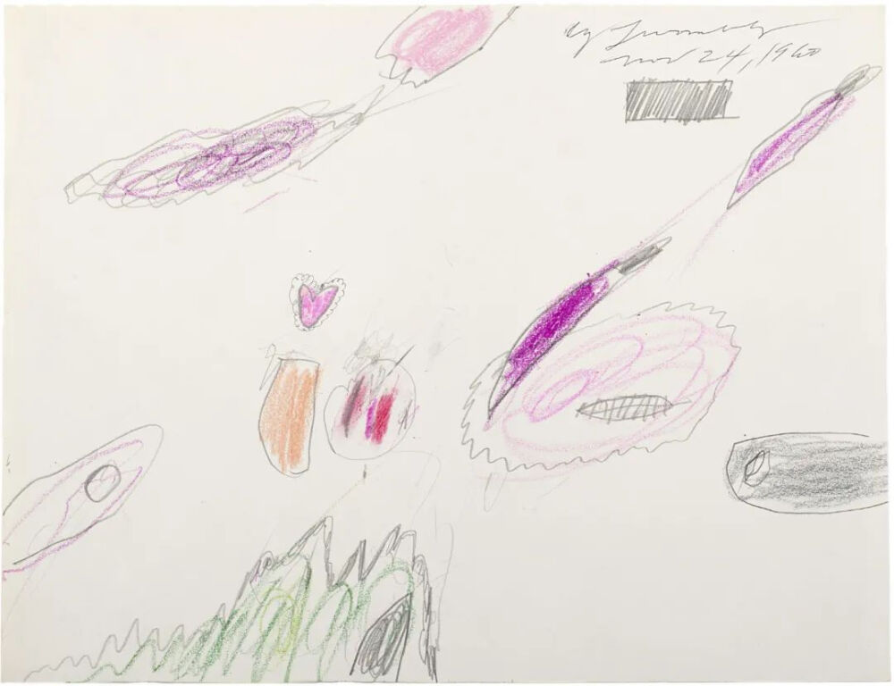 Untitled,1960,
Pencil and wax crayons on paper,27.3×35.6cm
