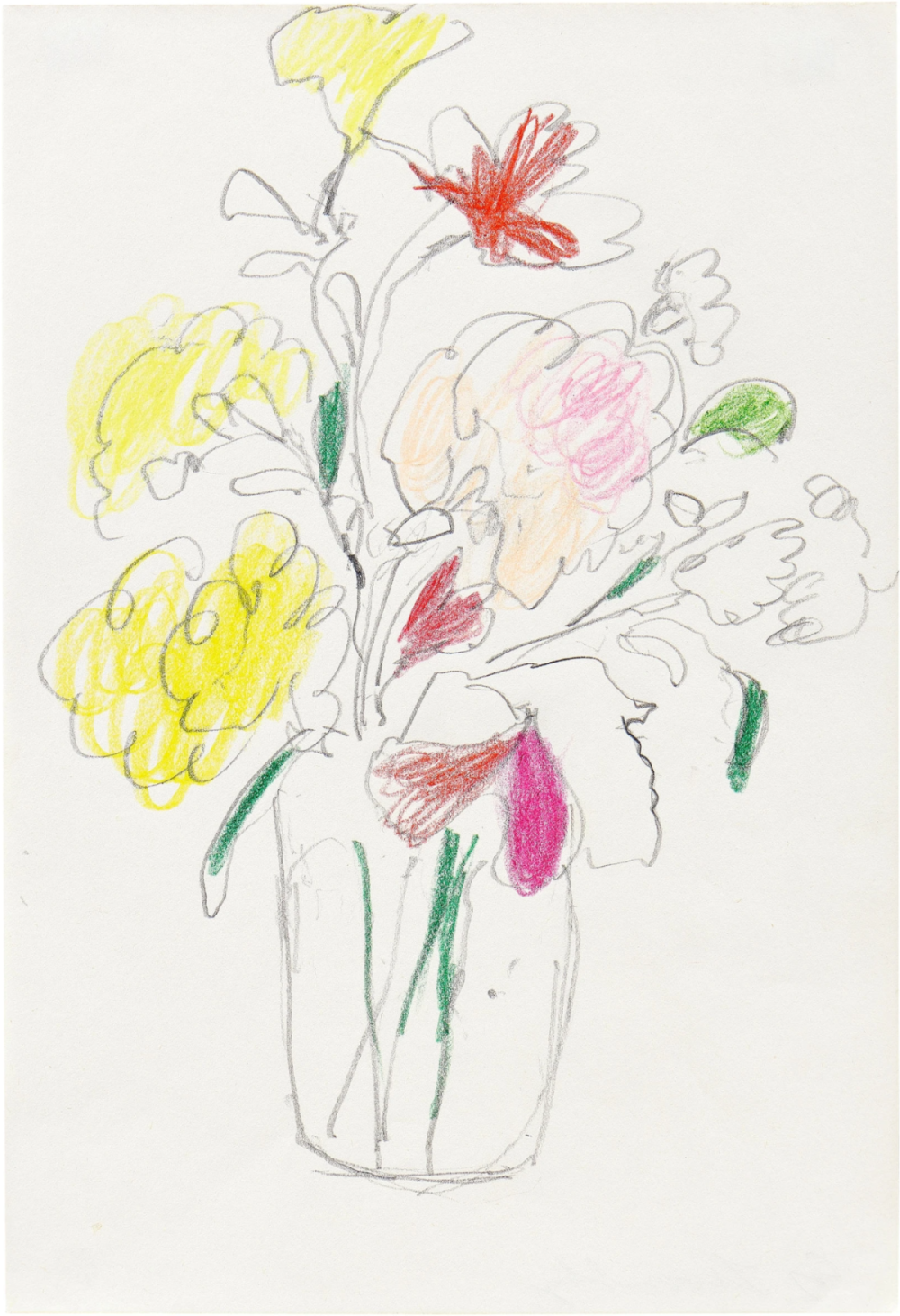 Flowers,1965,Crayon and pencil on paper,30.6x21cm