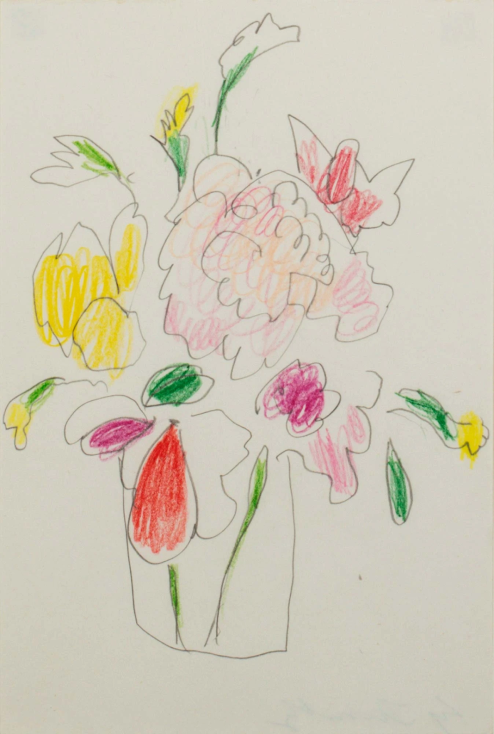 Flowers,1960-1970,Pastels and graphite on paper,31x21cm