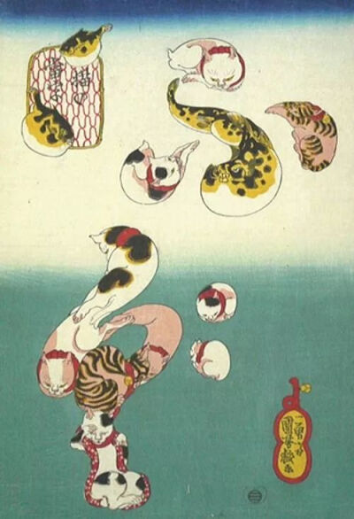 《河豚》（ふぐ ），1841年，木板印刷。图源： Kuniyoshi Project