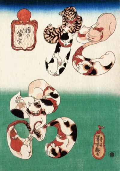 《章鱼》（たこ），1841年，木板印刷。图源： Kuniyoshi Project