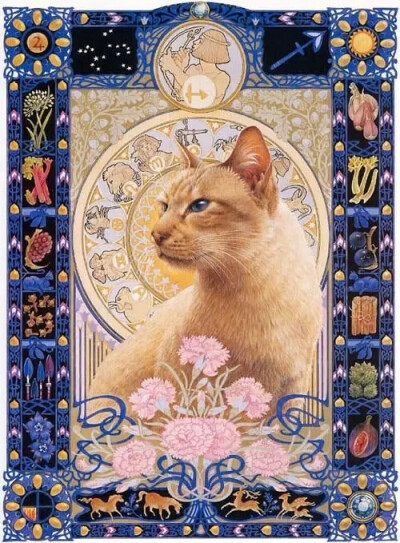 英国插画家 Lesley Anne Ivory 一组复古明信片中的猫咪插画