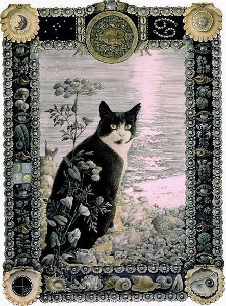 英国插画家 Lesley Anne Ivory 一组复古明信片中的猫咪插画