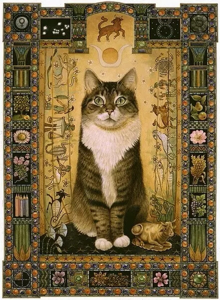 英国插画家 Lesley Anne Ivory 一组复古明信片中的猫咪插画