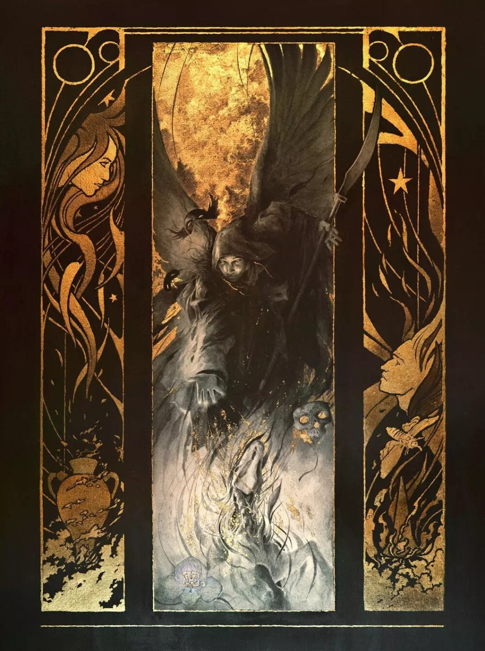 法国帅大叔艺术家 Yoann Lossel 震撼人心的奇幻题材金箔绘画
