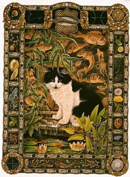 英国插画家 Lesley Anne Ivory 一组复古明信片中的猫咪插画