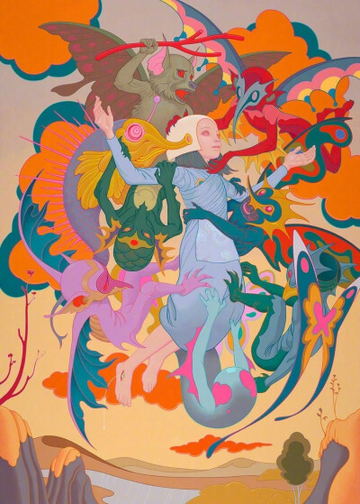 美籍华人插画家 James Jean 的画风简明唯美，十分具个人风格
