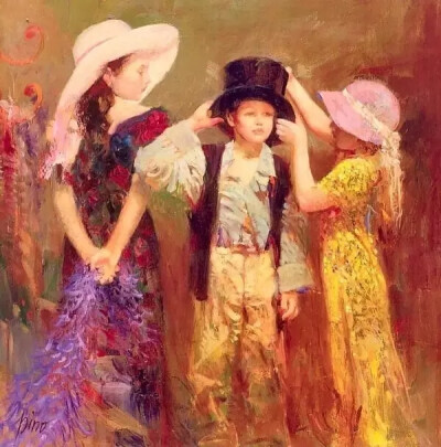 意大利当代油画家 皮诺·德埃尼 Pino Daeni (1939年11月8日—）绘画艺术作品
