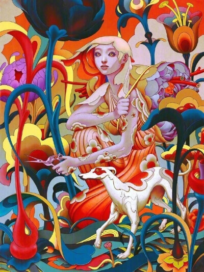 美籍华人插画家 James Jean 的画风简明唯美，十分具个人风格
