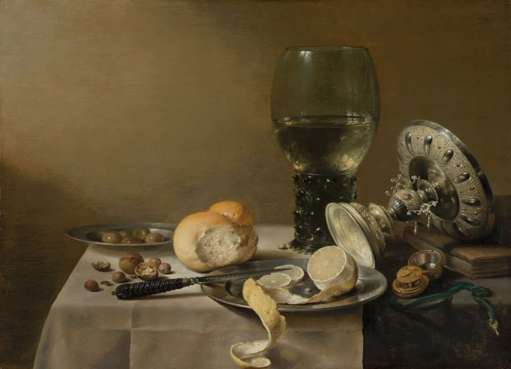 Pieter Claesz ：静物与金塔，1636年，荷兰海牙艺术博物馆