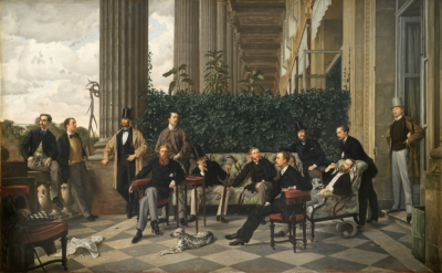 詹姆斯·蒂索（James Tissot），《皇家街的圈子》（The Circle of the Rue Royale，1866 年）。