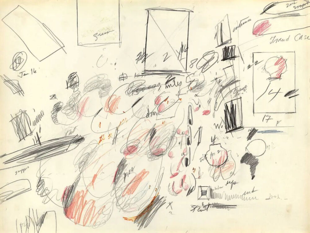 Untitled,1969,Graphite,wax crayon,
felt-tip pen and colored pencil on paper,58.4x78.1cm
