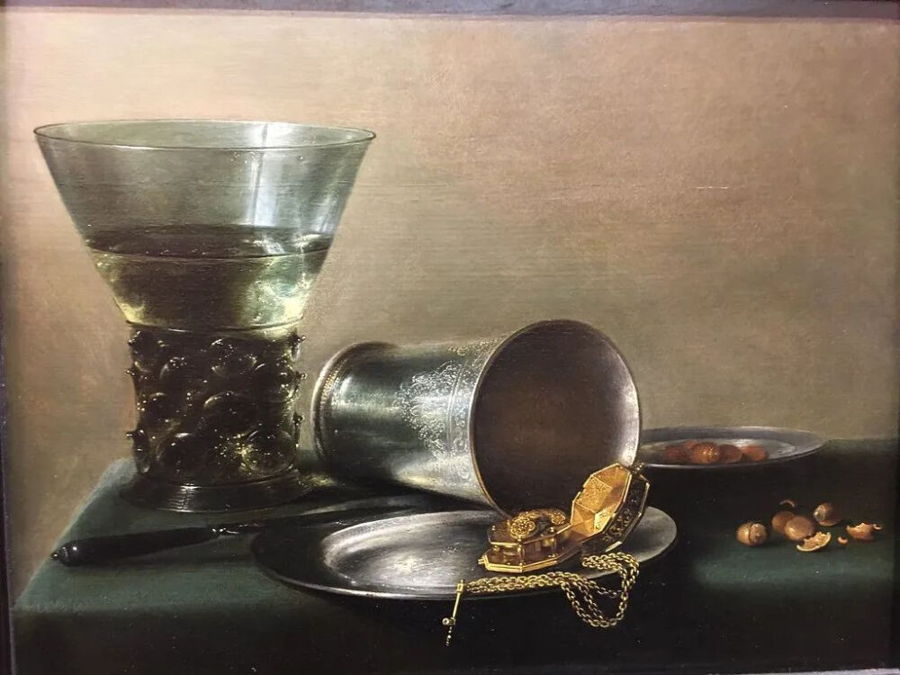 Pieter Claesz ：大型伯克迈耶 (Berkemeyer) 和金怀表，约 1632 年