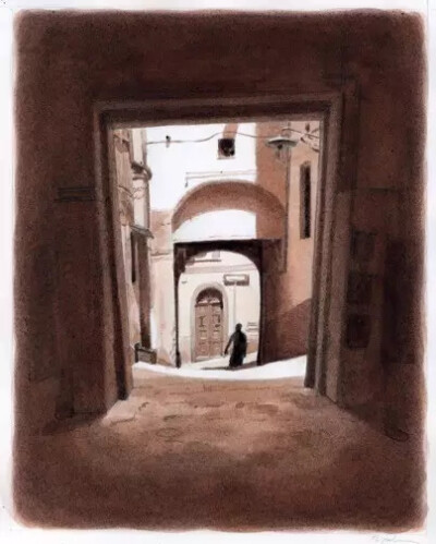 艺术家 Fred Lynch 是蒙特塞拉特艺术学院的一位教授，每年7月，他都会前往意大利中部城市Viterbo（一座中世纪古城），坐在树荫下,弯腰驼背写生,他喜欢画那些古老的广场,古怪的房子和安静的鹅卵石小巷，古城让人沉醉…