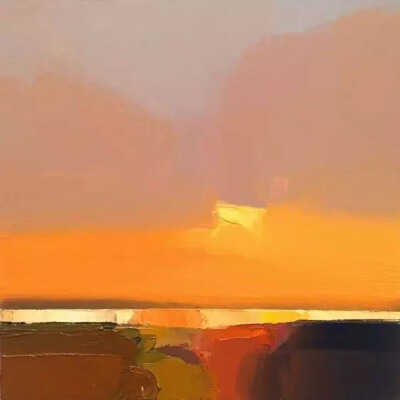 美国画家  Robert Roth 用大块的油画笔触涂出天空与海交界出的美景
