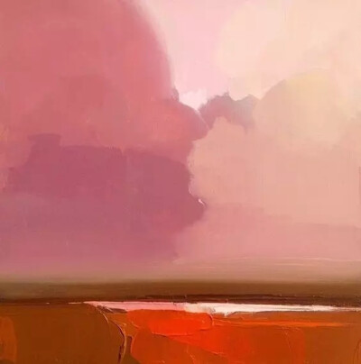 美国画家  Robert Roth 用大块的油画笔触涂出天空与海交界出的美景
