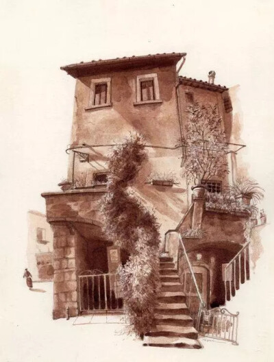 艺术家 Fred Lynch 是蒙特塞拉特艺术学院的一位教授，每年7月，他都会前往意大利中部城市Viterbo（一座中世纪古城），坐在树荫下,弯腰驼背写生,他喜欢画那些古老的广场,古怪的房子和安静的鹅卵石小巷，古城让人沉醉…