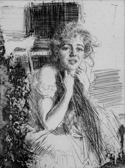 瑞典画家 Anders Zorn（安德斯·佐恩）人物素描作品