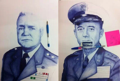 画家 Abadidabou Sarah Esteje 逼真圆珠笔绘画