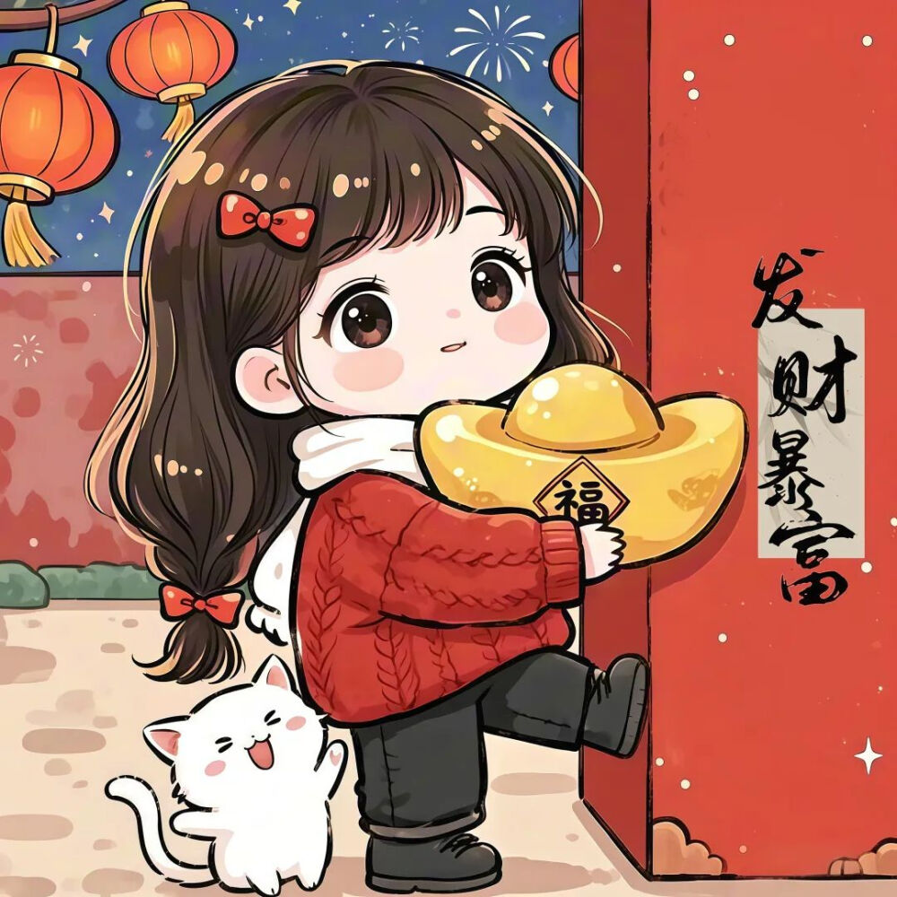 少女 头像 新年 卡通