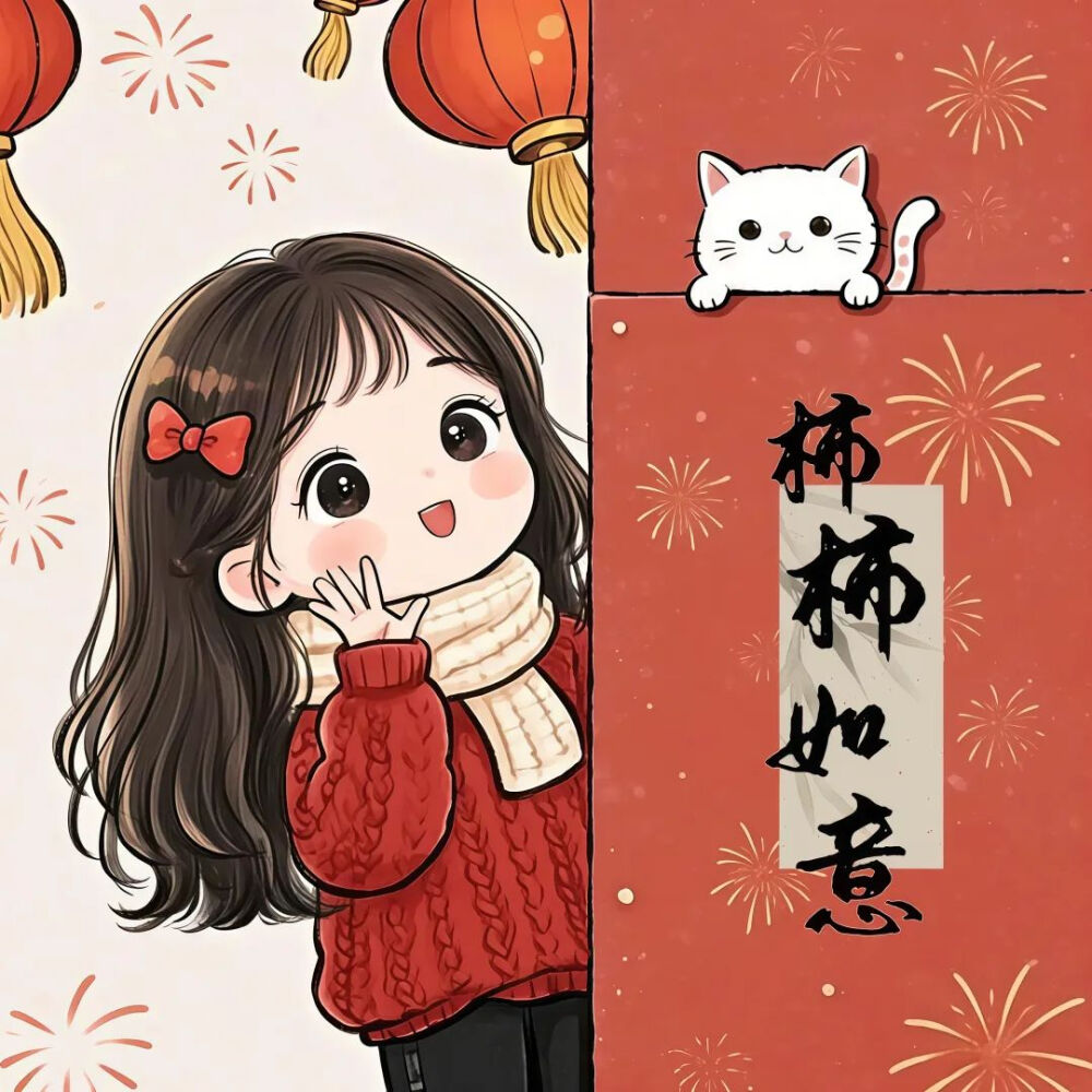 少女 头像 新年 卡通