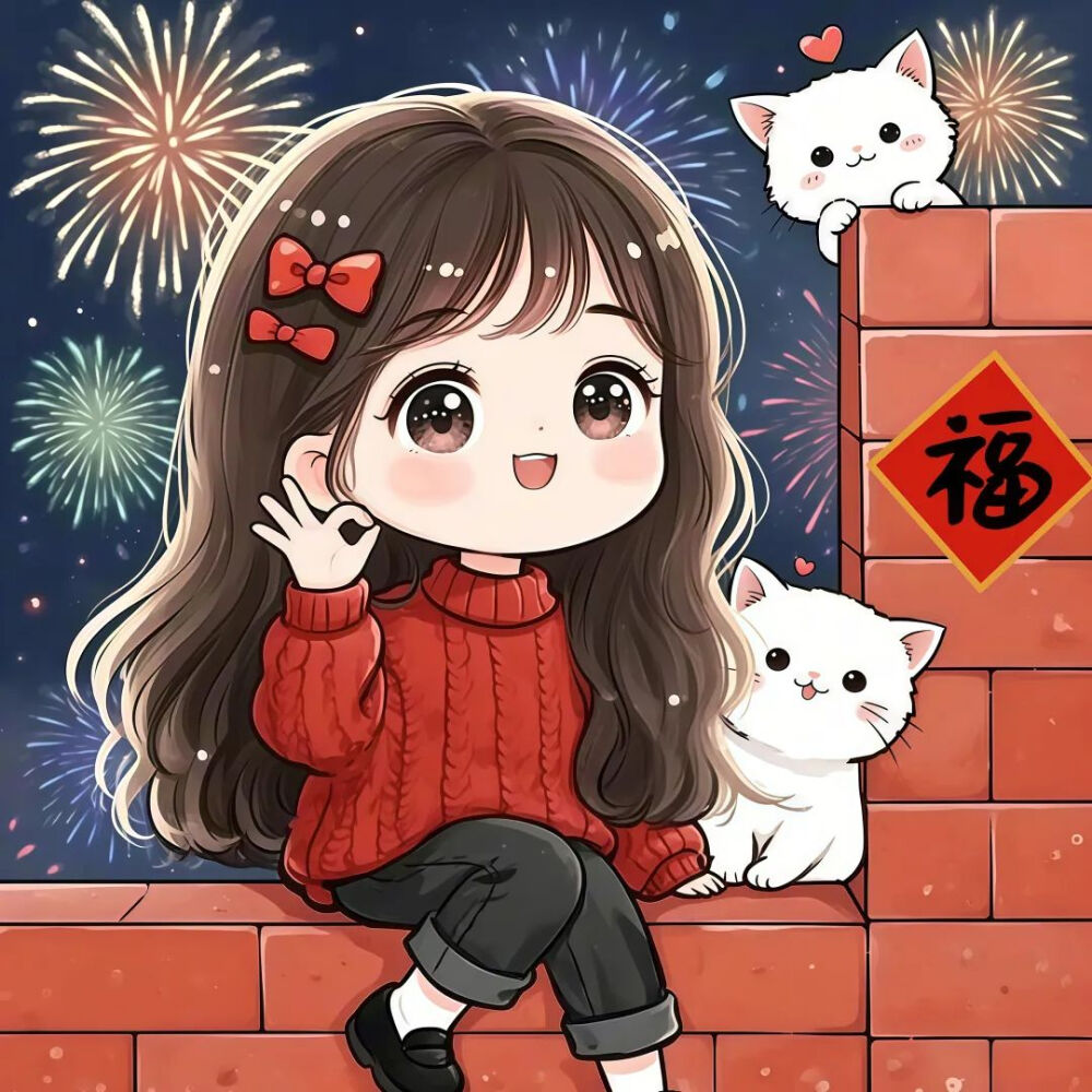 少女 头像 新年 卡通