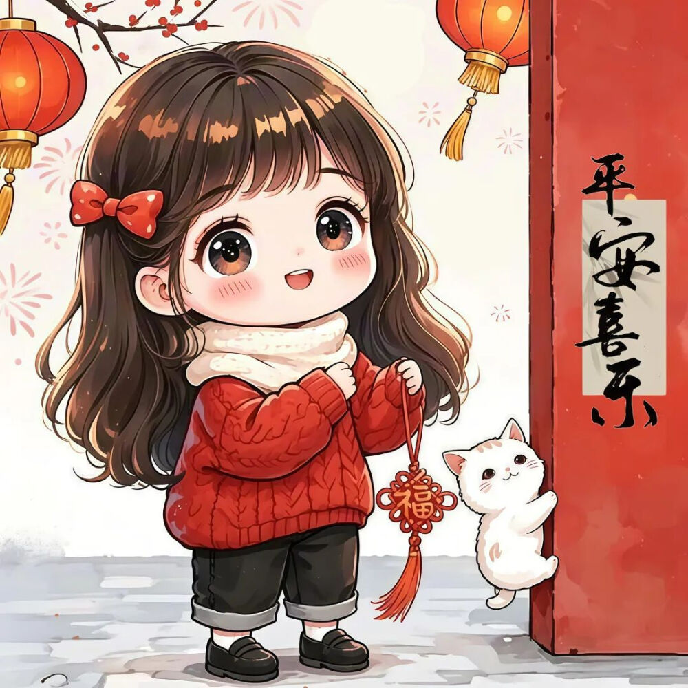 少女 头像 新年 卡通