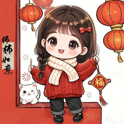 少女 头像 新年 卡通