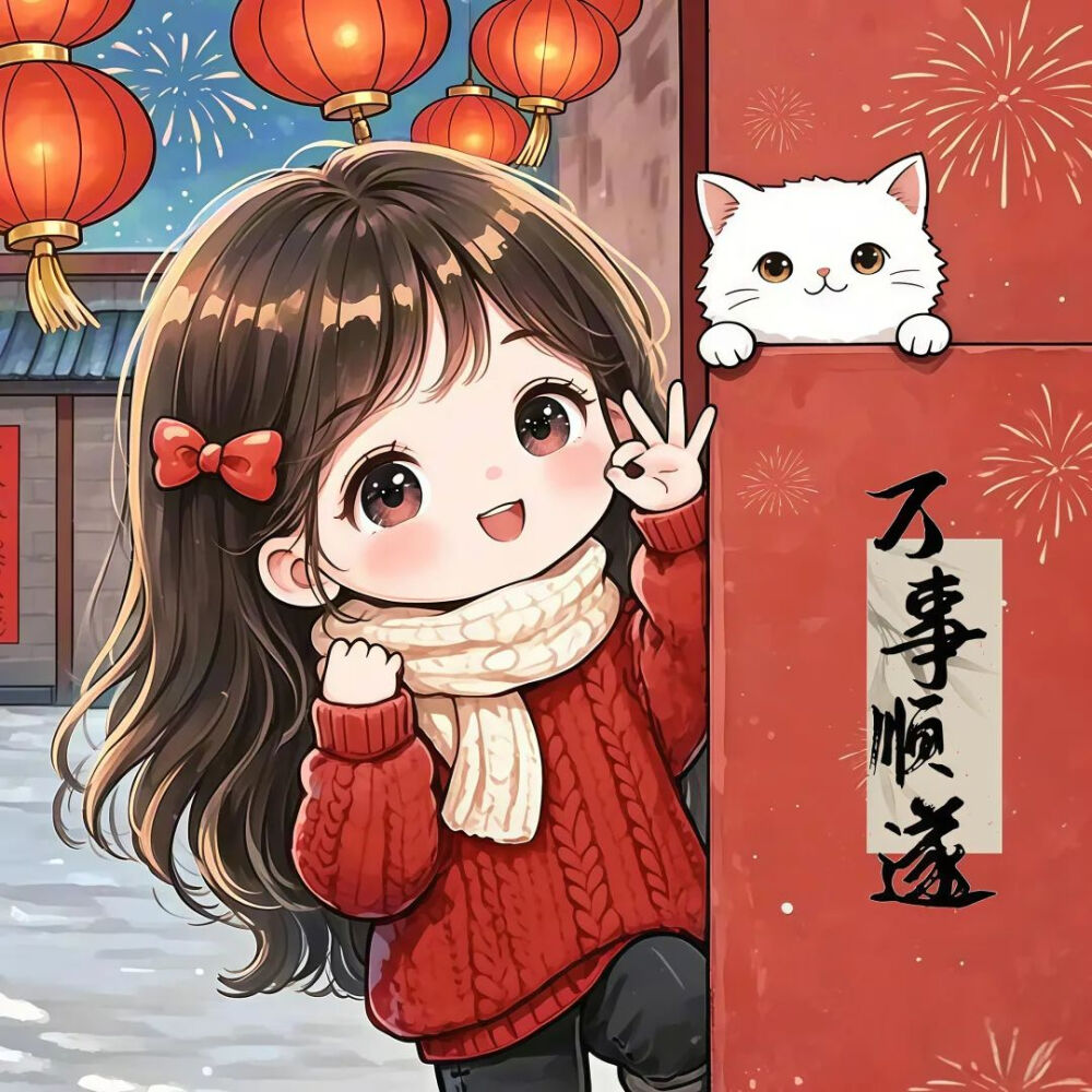 少女 头像 新年 卡通