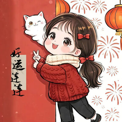 少女 头像 新年 卡通