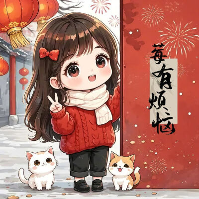 少女 头像 新年 卡通