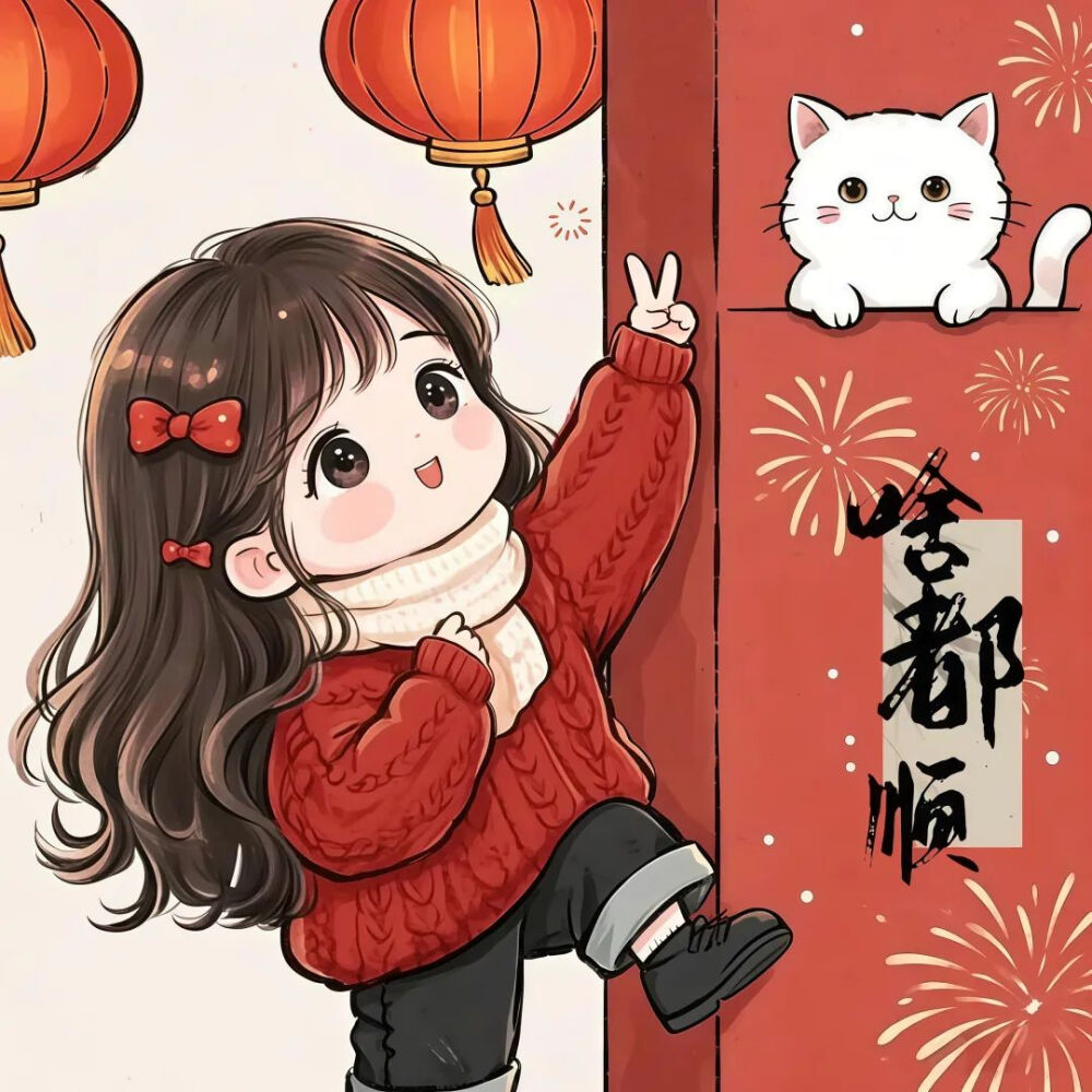 少女 头像 新年 卡通