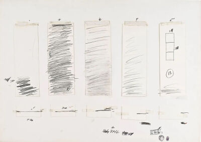 Study for Treatise on the Veil,1970,[Rome],
Pencil,wax crayon,and ink,70×100cm
