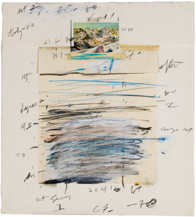 Untitled,July 1970,Collage(postcard,drawing paper,
transparent adhesive tape),pencil,wax crayon,63.3×56.8cm
